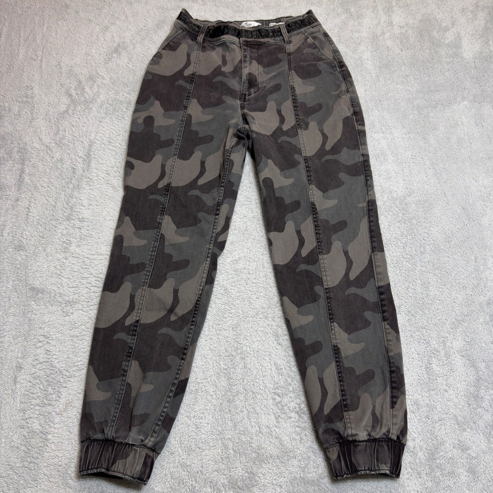 Hollister Cotton Pants Women's Medium Gray Camo High Rise Classic Stretch 26/26